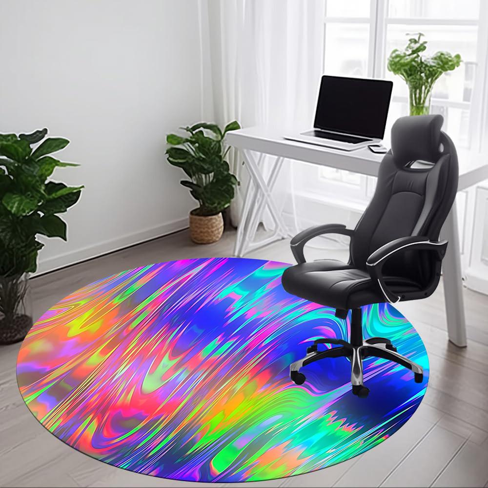 1pc Colorful Swirls Chair Carpet for Office, Non slip, Soft and Durable Office Rug