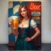 Винтажная немецкая пивная девушка Металлическая жестяная табличка Ретро Октоберфест Тематическое настенное украшение для пивного сада Деревенская табличка для бара Мужская комната Ga