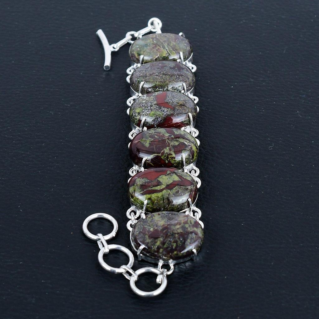 Natural Dragon Blood Stone Gemstone Handmade 925 Sterling Silver Bracelet, Dragon Blood Stone Bracelet For Wife , Unisex Bracelet Valantine Day Gifts