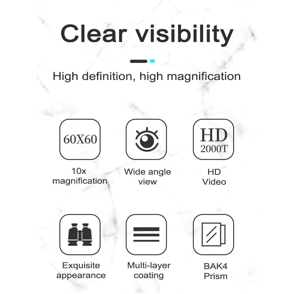 Портативные портативные бинокли для пеших прогулок, мощные телескопы для ночного видения с высокой четкостью и слабым освещением для