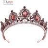 Королевские королевские женские тиары, роскошные барочные старинные фиолетовые хрустальные украшения для волос, короны для невесты, свадебная вечеринка, диадема