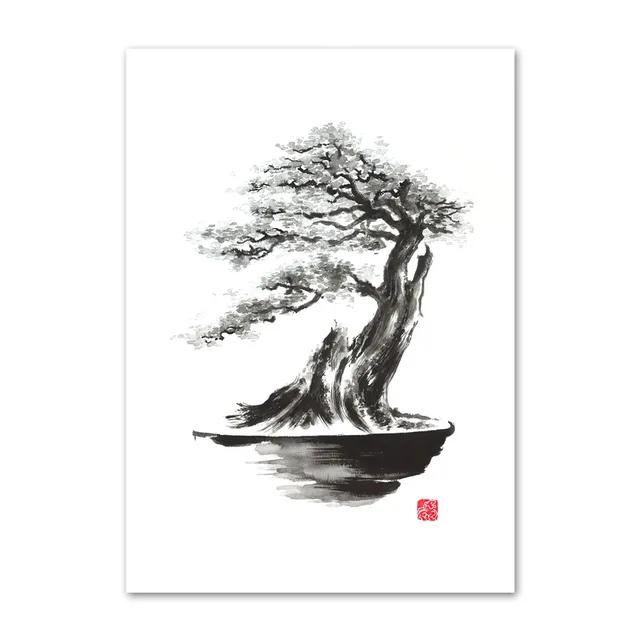 Японский Минимализм Черный Шотокан Самурай Каратэ Искусство Тушь Холст Живопись Постеры и Принты Настенные Картины для Декора Гостиной