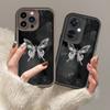 White Butterfly Printed Fashion Case Flexible Soft Silicone TPU Shell Full Back Cover for iPhone Samsung
