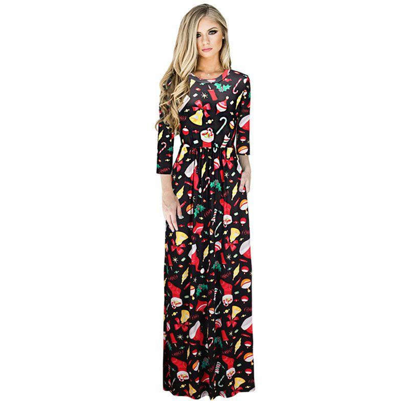 Fashion Women's Long Sleeve Christmas Dress Long Skirt Clothing With Premium Quality Material