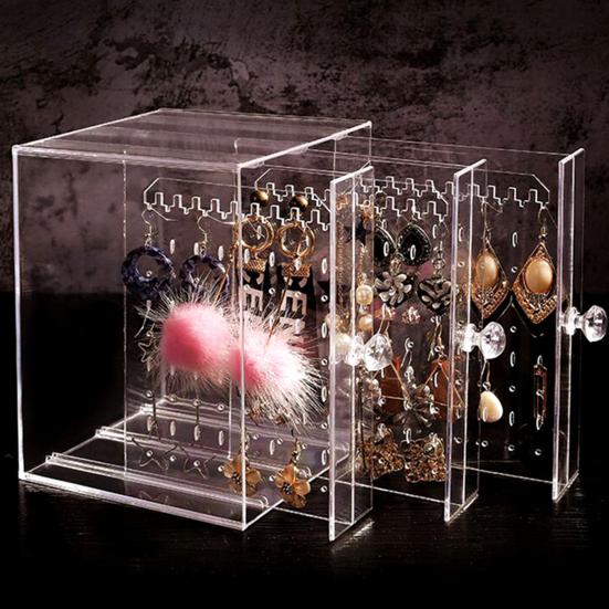 Полка для хранения ювелирных изделий, прозрачная большая вместительная пылезащитная вертикальная подставка для сережек, ящик для хранения ювелирных изделий, ящик для хранения ювелирных изделий