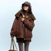 Двустороннее пальто с капюшоном из искусственного меха Санцай