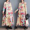 New Large Size Loose Thin Fashion Long-sleeved Printed Mid-length Dresses