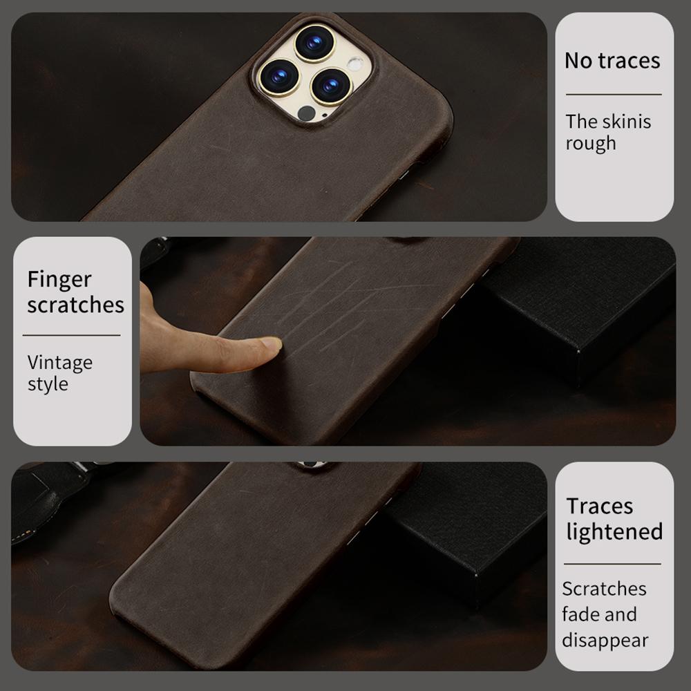 For Magsafe Case for iPhone 15 16 Pro Max Promax 16Pro 15Pro Retro Luxury Genuine PULL-UP Leather Back Cover