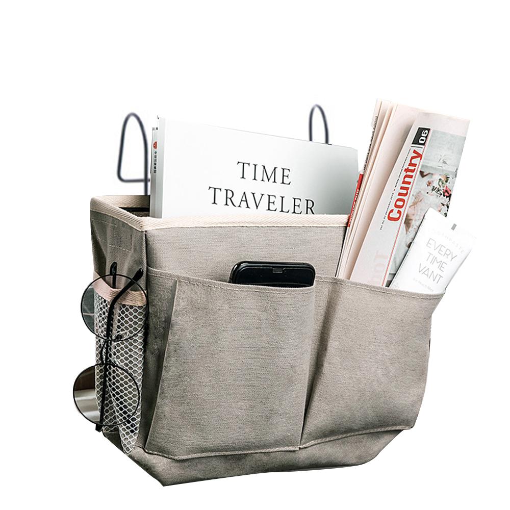 Сумка-органайзер из холста для ношения на прикроватной тумбочке, школьный чехол для хранения журналов, держатель для телефона, сумка-органайзер для дома с карманом на крючке