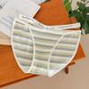 Женское нижнее белье с вырезом на талии, женские трусы, тонкие антибактериальные трусики в полоску в стиле пэчворк