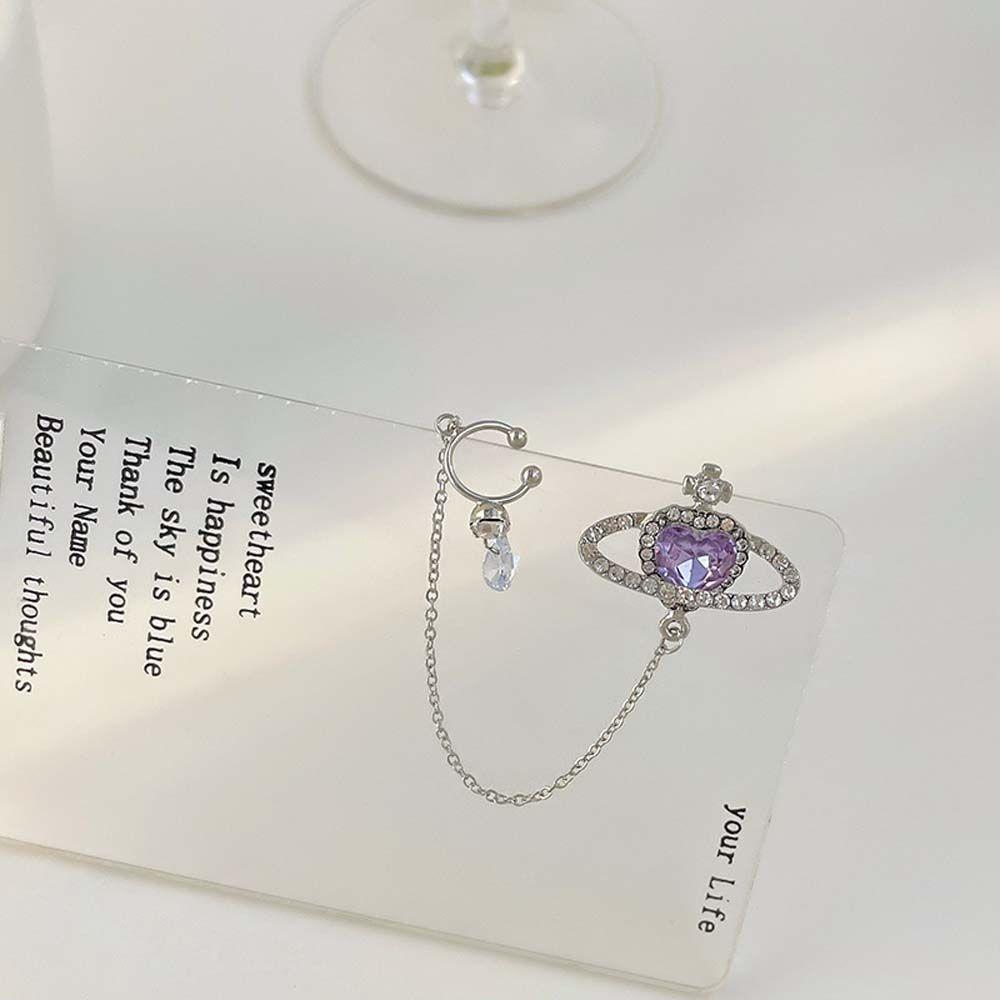Серьги-клипсы в виде косточек для ушей Purple Love со стразами Planet, женские серьги-клипсы с длинными кисточками Girly Temperament