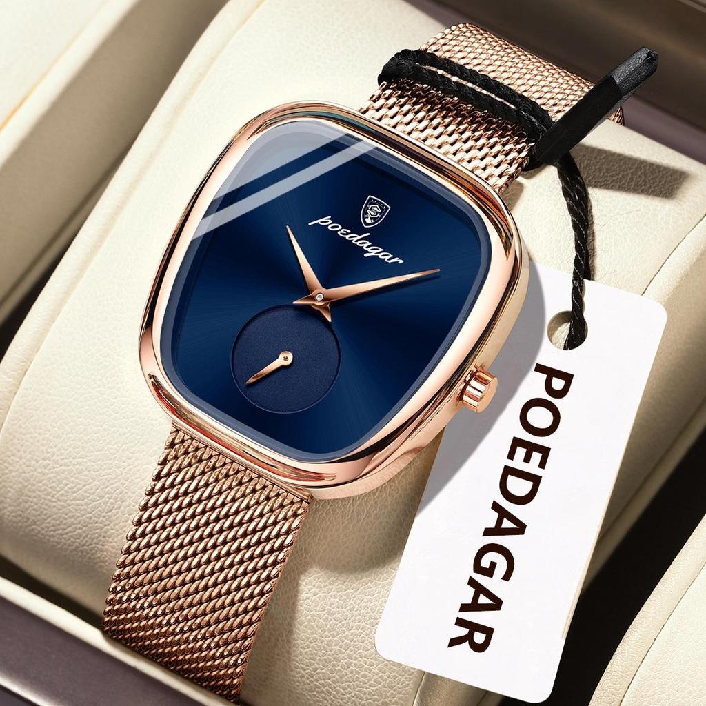 POEDAGAR Luxury Woman Watch Waterproof Stainless Steel Mesh Women's Watches Fashion Elegant Quartz Ladies Wristwatch Reloj