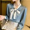 Bow Professional OL Shirt Женская верхняя шифоновая рубашка с длинными рукавами