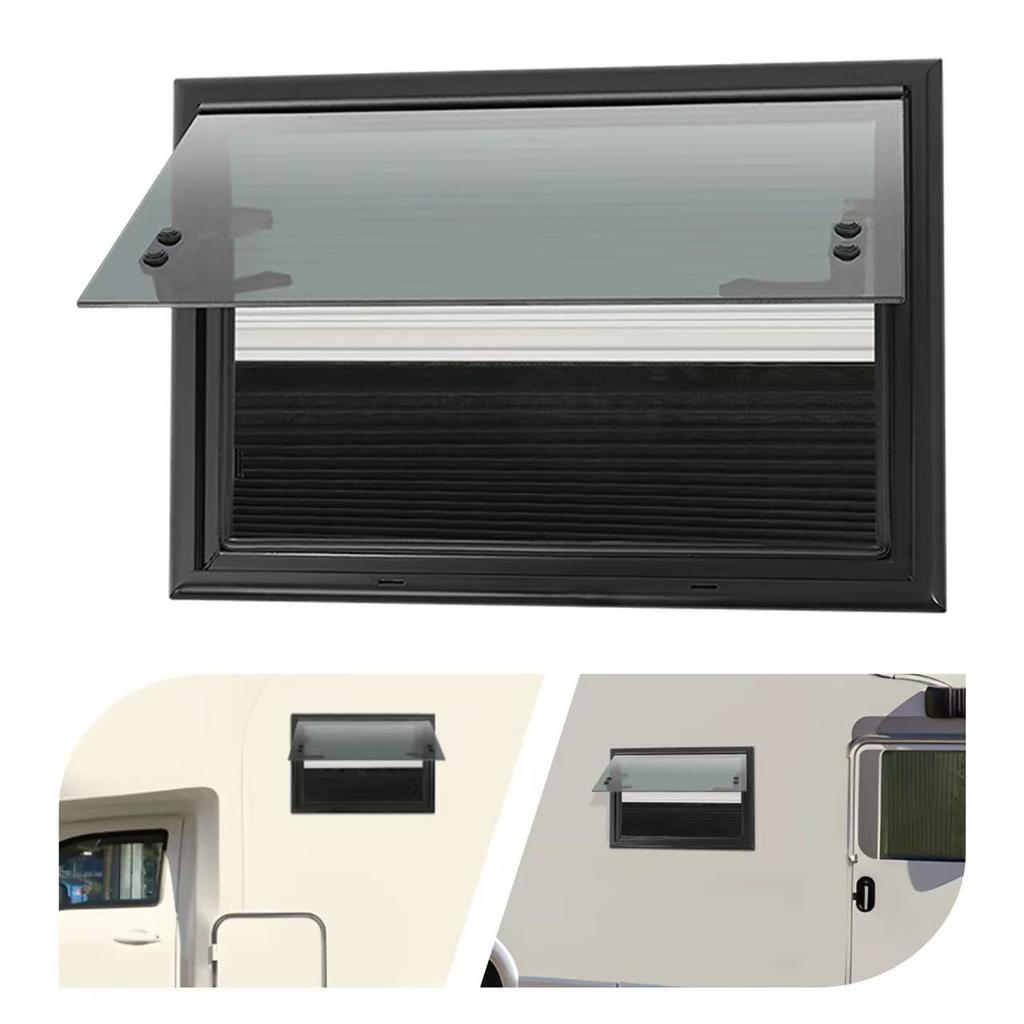 Tongfa aluminum alloy tempered glass window with blackout curtain and mosquito screen, suitable for RV and campervan