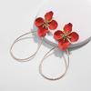 E9002 Enamel Drop 2 Flower Wire Earring Hawaiian Gold Jewelry Earring Set Stud Hoop Earring 14k Gold for Woman Girl