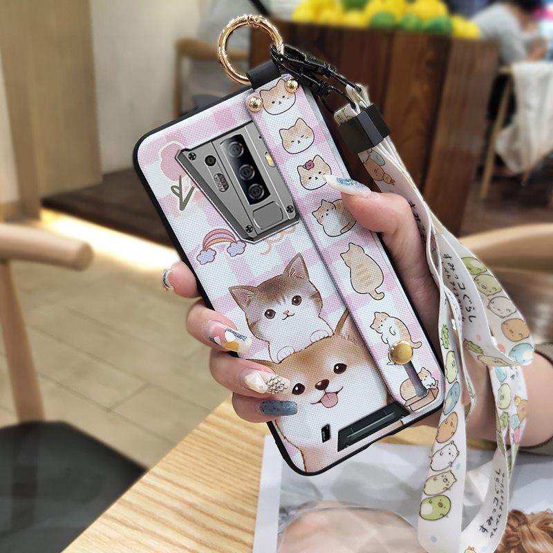 Kickstand Anti-dust Phone Case For Blackview BV6900 Wrist Strap Ring Cartoon Anti-knock Waterproof Cute Dirt-resistant