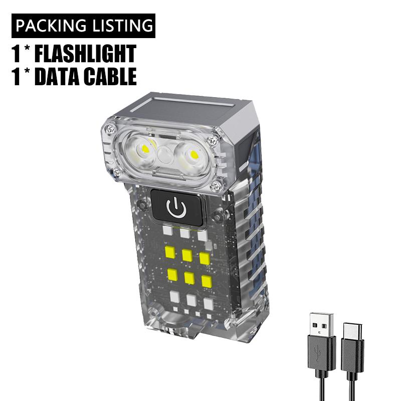 LED Rotatable Mini Keychain Flashlight USB Charging Hat Clip Light 400LM Pocket Emergency Lantern for Camping Fishing Walking