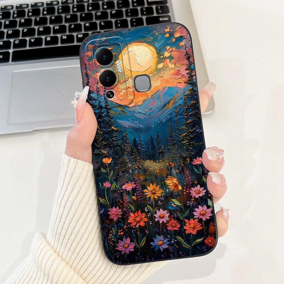 For Infinix Hot 12 Play Case Silicone Cute Fashion Butterfly Love Painted For Cover Inifnix Hot 12 Play Phone Case X6816 X6816C