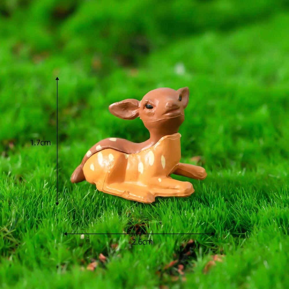 Plastic Crafts Sika Deer Figurines Mini Micro Landscape Ornaments Deer Miniature Statue Bonsai