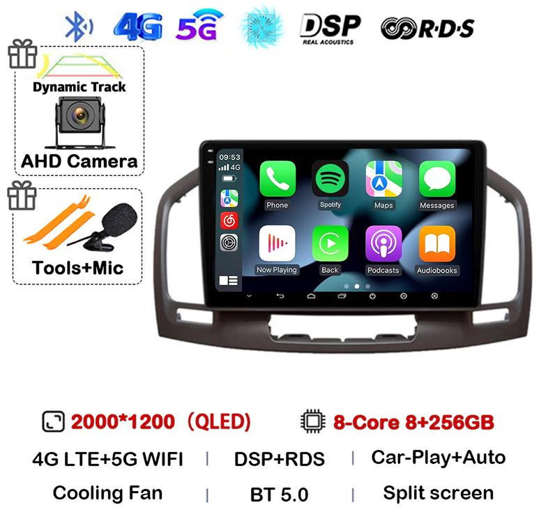 Android14 Carplay Auto для Buick Regal Opel Insignia 1 2009 2010 2011 2012 2013 Мультимедийный автомобильный радиоплеер Видео WIFI+4G стерео