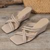 Женские тапочки на танкетке, модные летние сандалии, открытые шлепанцы, модная обувь 2025 года, удобные пляжные шлепанцы, повседневные туфли с открытой пяткой, Zapatos Mujer