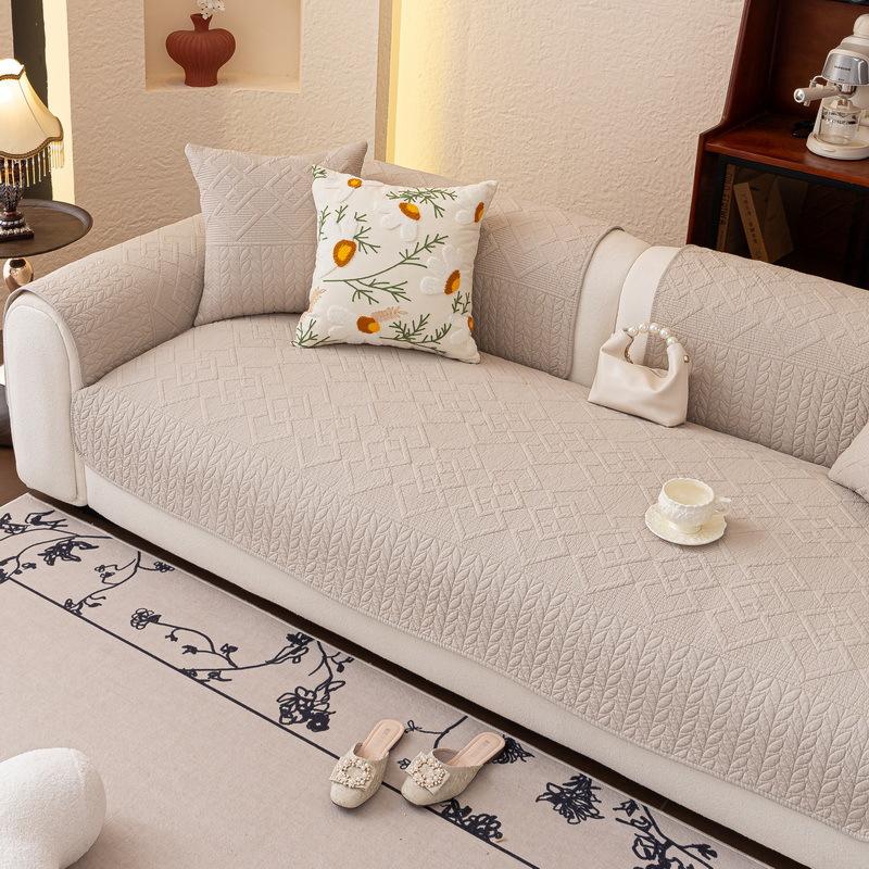 Cotton Sofa Cushion Universal In All Seasons Washed Quilted Sofa Cover Straight Row Three-Seat Sofa Cushion Universal In All Seasons