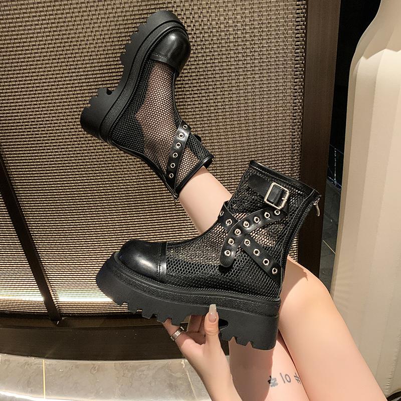 Женские ботильоны высокого качества из мягкой кожи на платформе, крутые женские ботильоны в готическом стиле, новая уличная летняя обувь для женщин
