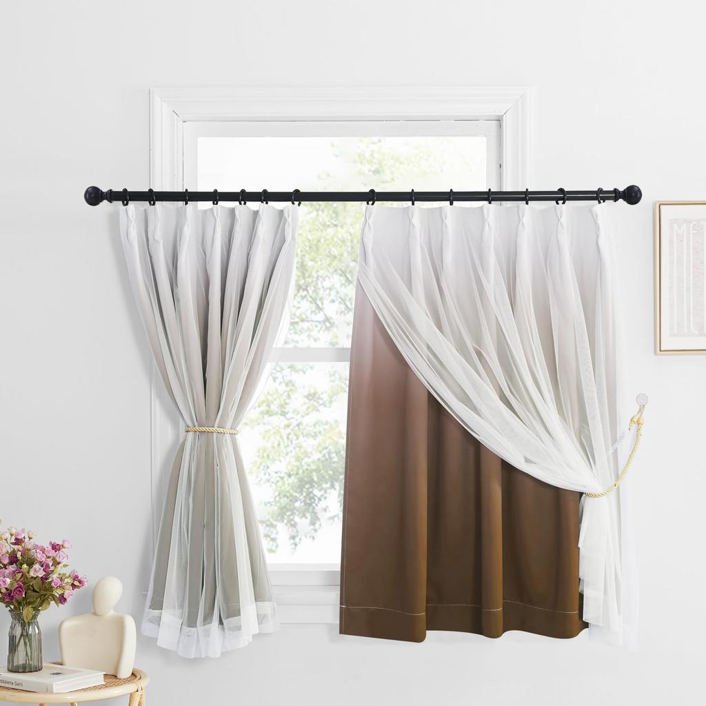 NICETOWN Blackout Gradient Drape Divider Perfect for Bedrooms and 100cm Wide X 110cm Set of 2 Curtains, Curtains, Curtains, Double-Layer Curtains,