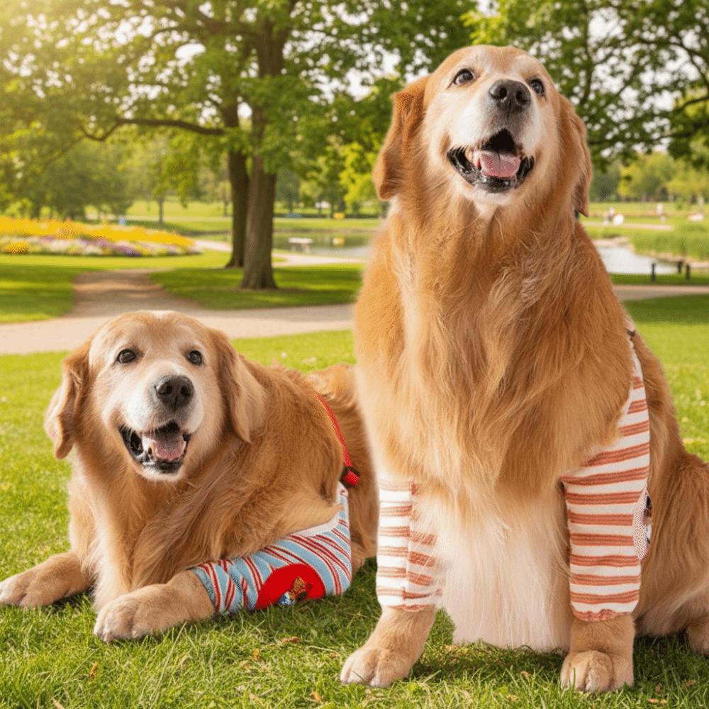 Striped Design Dog Elbow Brace Cartoon Pattern Dog Leg Warmers Dog Knee Pads Autumn Winter