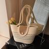 Соломенная сумка для пляжного отдыха, большая вместительная сумка-тоут, женская сумка-ведро