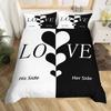 Cat Side and My Side Black White Cat Modern Romantic Theme Comfortable Duvet Quilt Cover Pillowcase Bedding Set Children Bedroom