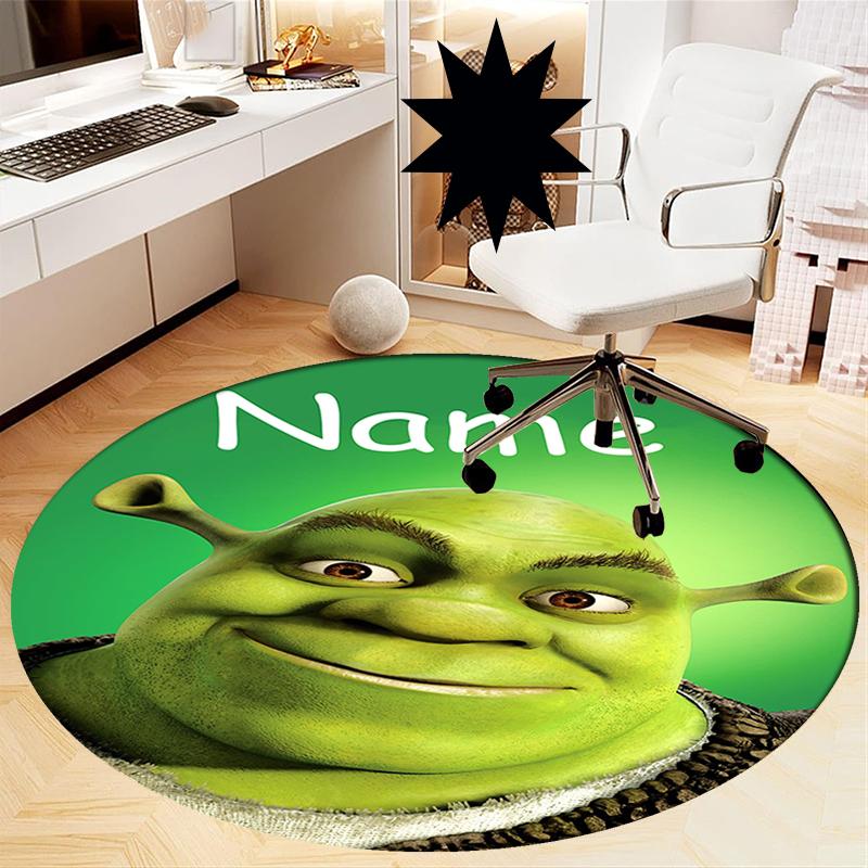 Custom Name Shrek Printed Round Rug Carpet Chair Rug Area Rug Entryway Doormats,for Office Chair Living Room Bedroom Kitchen Room.