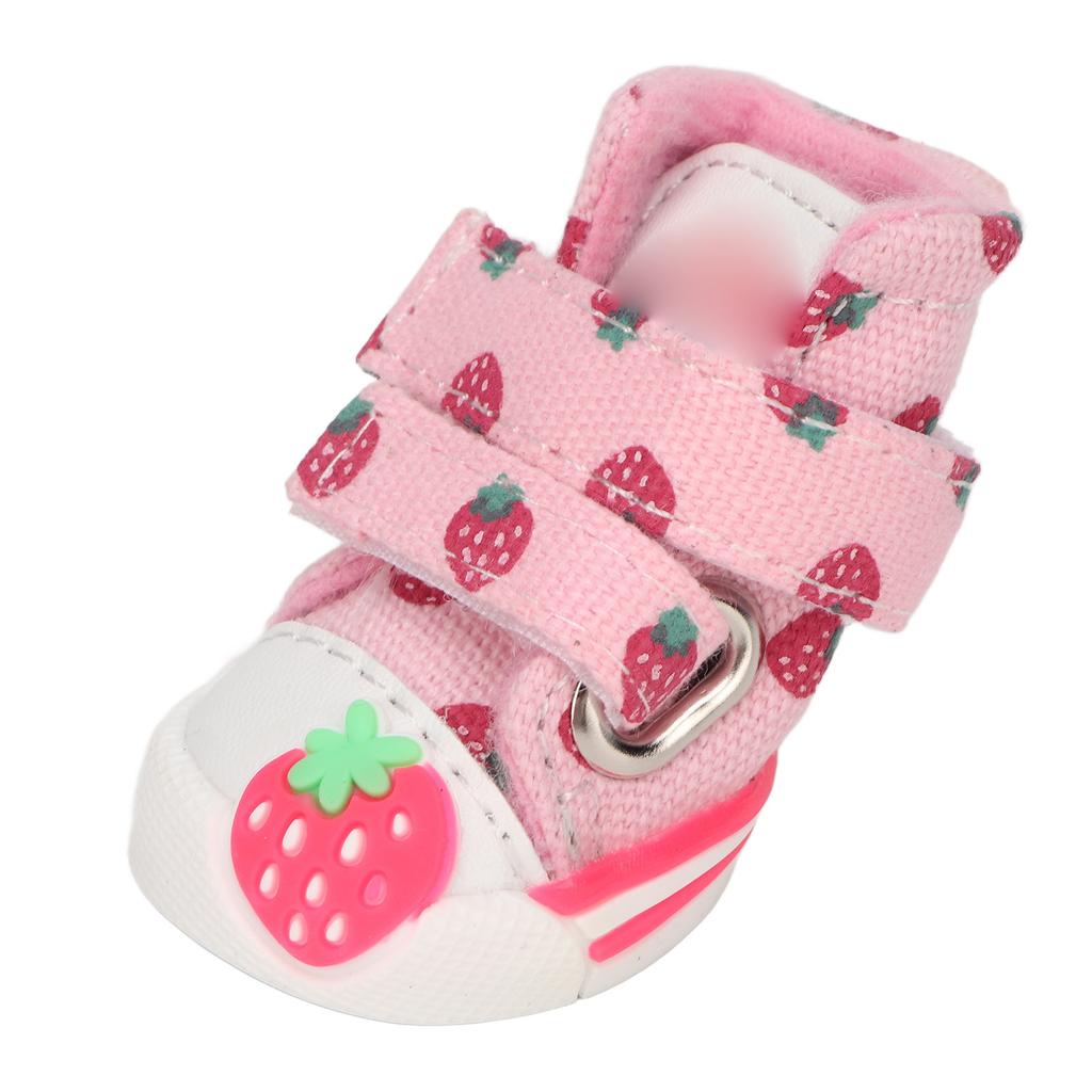 Обувь для собак Нескользящие дышащие парусиновые милые ботинки для маленьких собак с клубничным принтом Тедди Бишон