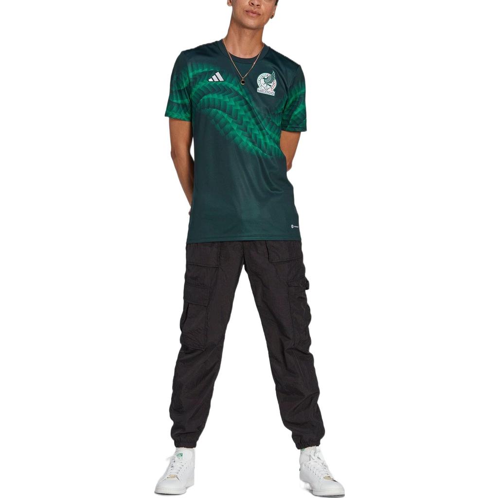 Adidas Мужские футболки с круглым вырезом и коротким рукавом с логотипом, зеленые HF1370