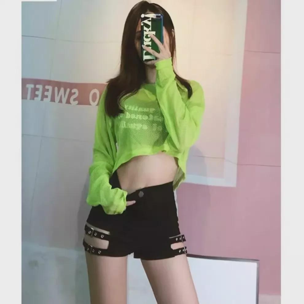 Women's High Waist Black Punk Dance Shorts