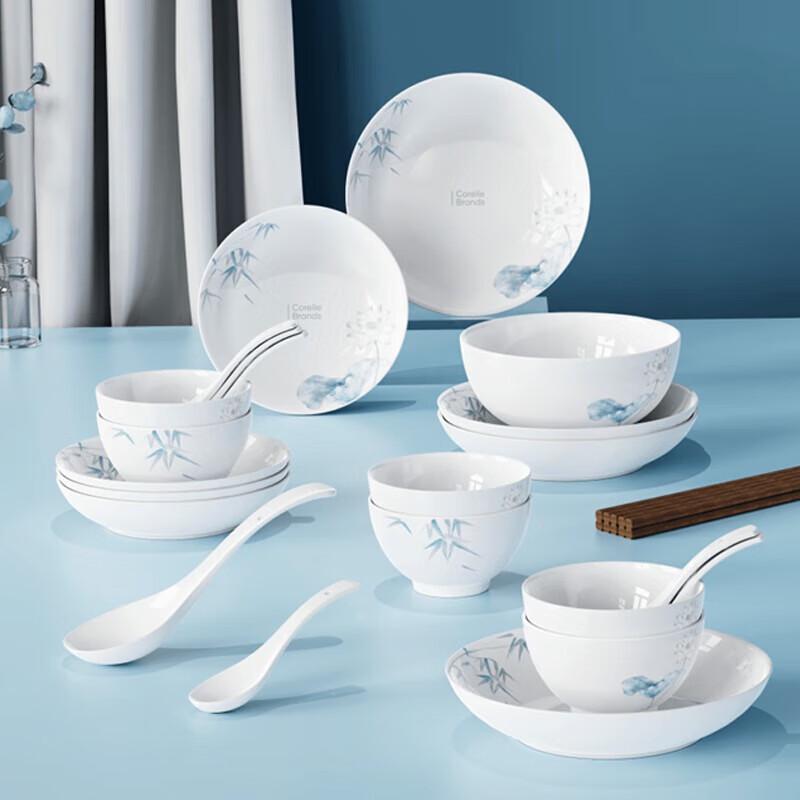 CORELLE BRANDS Bamboo Dew Lotus Wind 10-Piece Ceramic Dinnerware Set