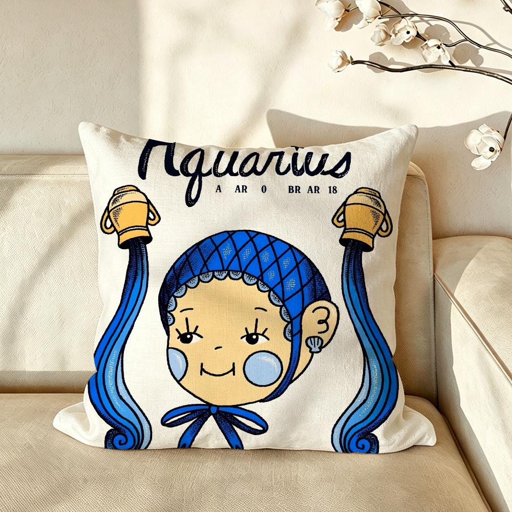 Art ZZodiac IIllustration Cushion Cover Pillow Case Antidustmite Pillowcase Silky Short Plush Sofa Cushion Cover hot