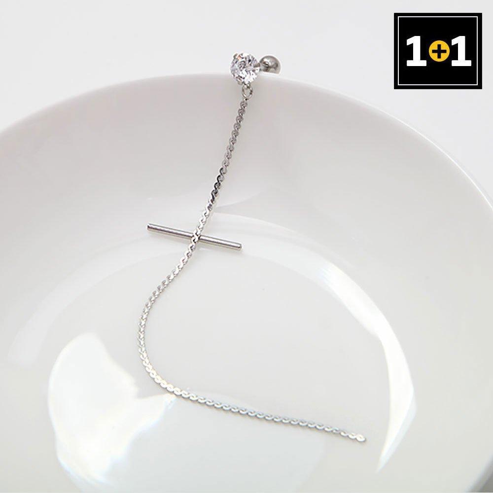 [1+1] Surgical Piercing Cubic Chain Cross Single-Side Sale