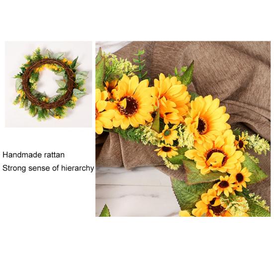 Искусственный Ротанг Подсолнух Гирлянда Венок Домашнее Кафе Стена Партии Висячий Декор