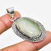 Green Apatite Gemstone Handmade 925 Silver Plated Jewelry Pendant 2.08"