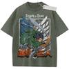 Vintage Washed Attack on Titan TShirt Distressed Eren Yeager Anime Print Loose Fit Streetwear Tee Casual Daily Campus Home