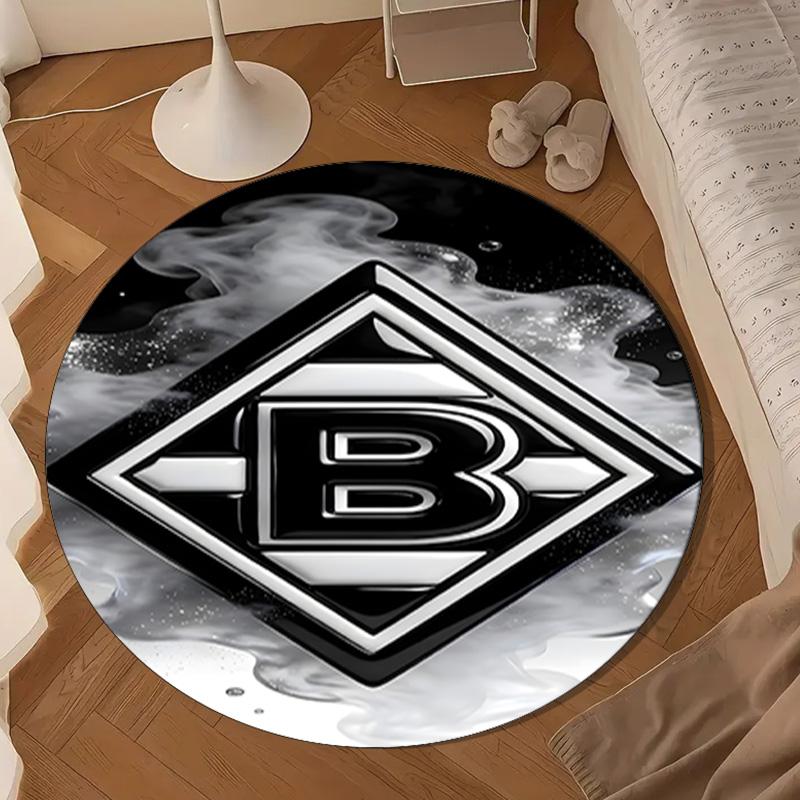 1PC Green Black Borussia Round Rug for Livingroom,Bedroom, Palyroom, Chair Rug, Area rug, Circle Carpet, Large Size Fan Christmas gift