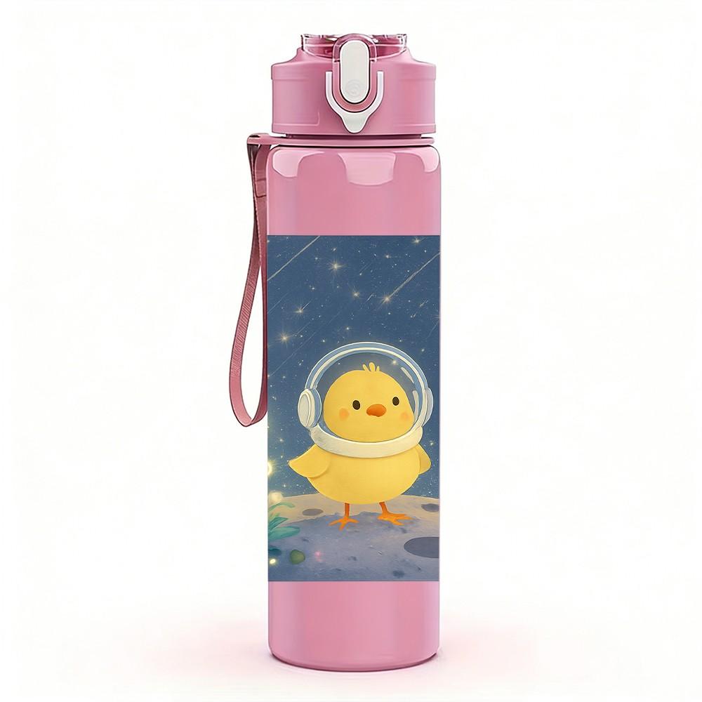 1PC Duck Moon Night Sky Art 750ml Color Plastic Sports Water Bottle Leakproof Flip Straw Lid Suitable for Sports Office Home Use