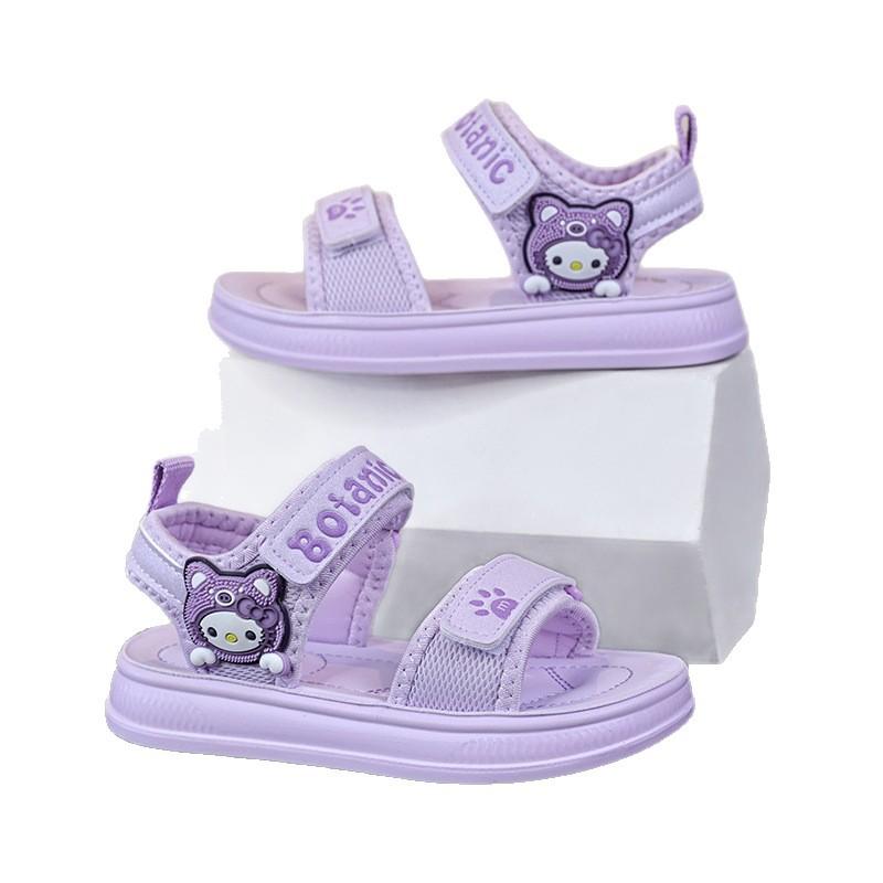 Children's open-toe beach shoes2026New Spring/Summer Girls' Sandals Cute Bear Velcro Children's Shoes Internet Celebrity Style