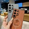 Samsung S25ULTRA Кожаный Магнитный Чехол-Книжка с Четырехлистником - Совместим с S24FE/S23p, Полное Покрытие, Защита от Падений.