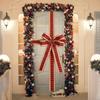 Red Christmas Door Decoration Ribbon Large Buffalo Plaid Bow Door Lace Outdoor Garden Front Door Decors Cabinet Door Ornament