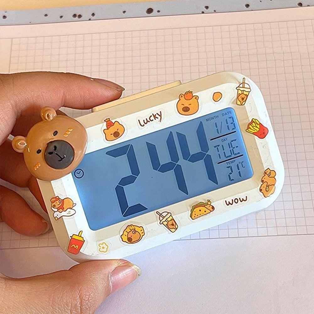 Mini Capybara Alarm Clock Cartoon Desktop Clock Cute LED Digital Clock  Student Dormitory