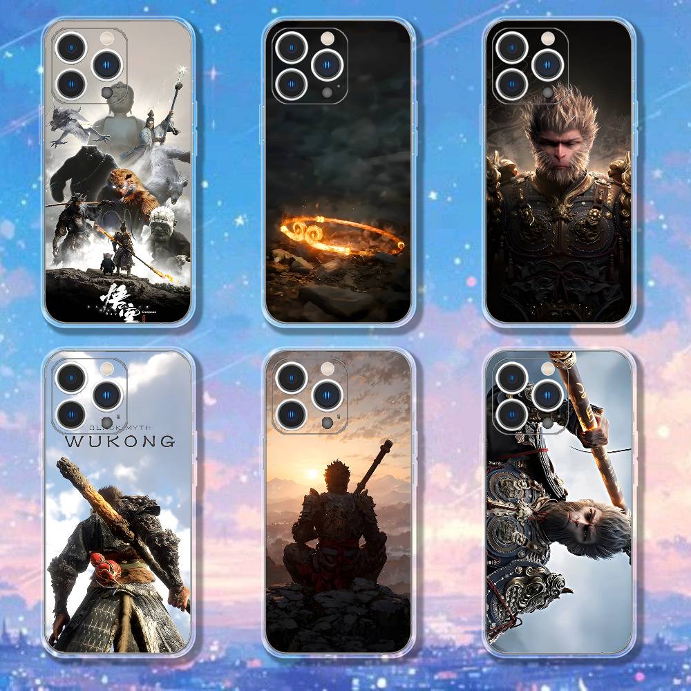 Black Myth Wukong Phone Case For iPhone 17,16,11,15,13,14,12,Air,Mini,Plus,Pro,Max,Plus,E Clear Soft Shell