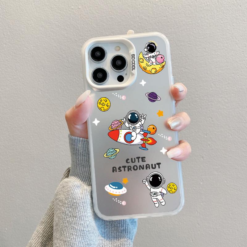 Рождественский лазерный чехол для телефона с астронавтом для iPhone 15 14 Pro Max 13 12 11 Samsung S23 S22 Ultra A54 A53 Противоударный задний чехол с рисунком оленя и Санта-Клауса