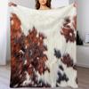 Cowhide animal skin fur Throw Blanket Luxurious Soft Fuzzy Blanket for Sofa Bed